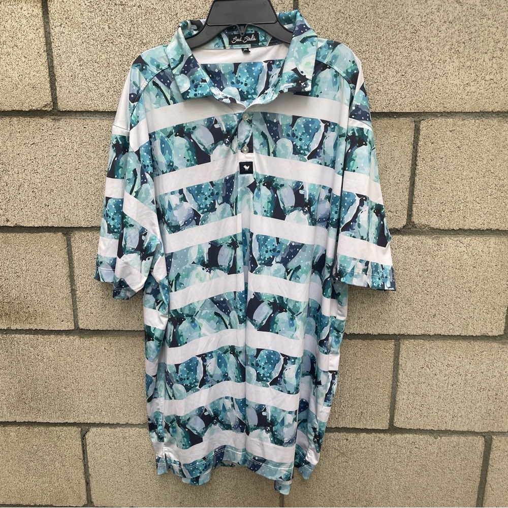 Men's Bad Birdie Aqua Patterned Shirt Men’s 2XL